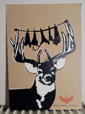 Автентично stencil art произведение "The Proud Cuckold" на картон 35x50см