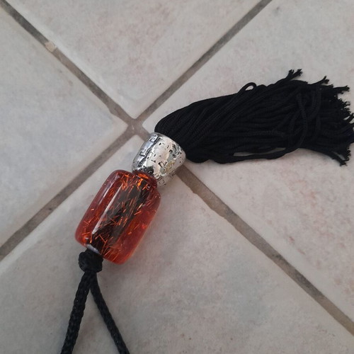 Komboloi with Large Orange Beads and Black Tassel like new