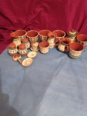Lot of 16 handmade vintage vessels from the socialist era