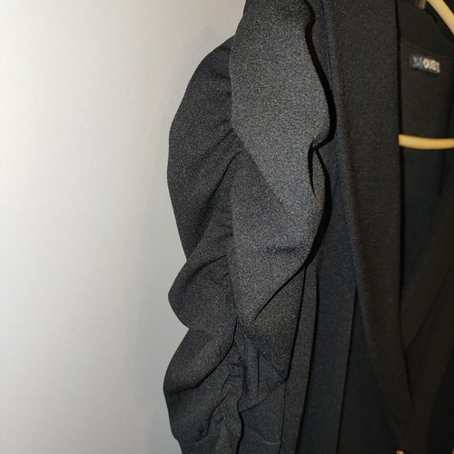 Mini tuxedo dress with unique sleeve and gold buttons like new