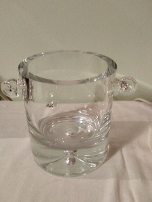 Crystal ice bucket used, heavy with 10.5 and 13 cm diameters