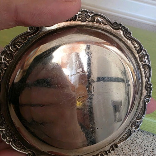 Silver vintage coaster set used, 5 pieces with Cyprus map engraving