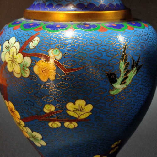 Cloisonné vases like new, 24cm height, pair