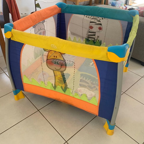 Large Baby Playpen Travel Cot with Safari Animal Design