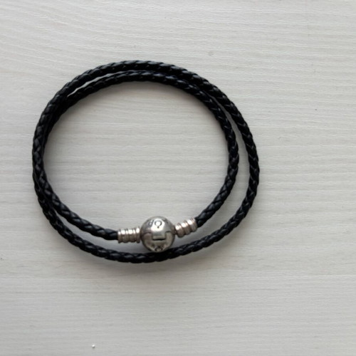 Pandora leather bracelets double black and dark purple, like new