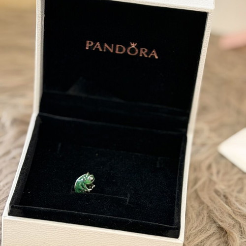 Pandora Disney chameleon charm, green and silver, 925