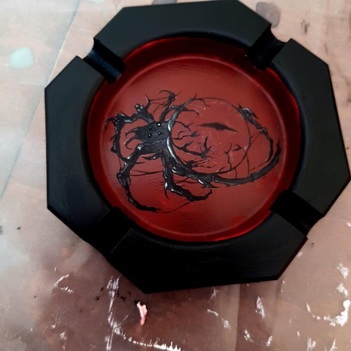 Handmade tribal spider ashtray made to order, hand-painted plaster