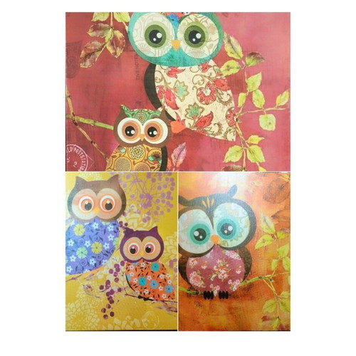 Set of 3 decorative owl frames 30x30 cm like new