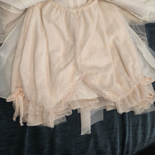 Makis Tselios Baptism Dress with Bolero and Built-in Pants, New, Soft Salmon