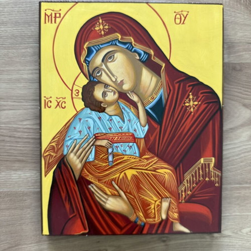 Handmade Byzantine icon of Virgin Mary