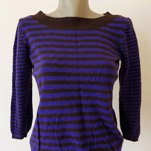 Laurèl Striped Knit Blouse size S like new, brown and purple