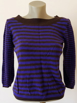Laurèl Striped Knit Blouse size S like new, brown and purple