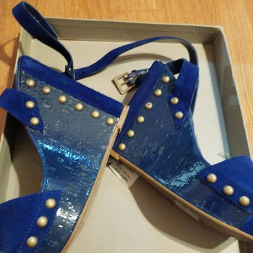 Ash women's leather sandals used, blue, size 37