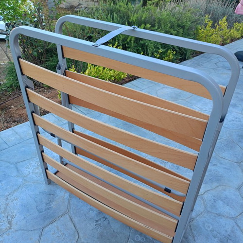 Folding bed frame 1.98x0.80m with wooden anatomical slats