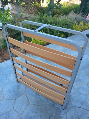 Folding bed frame 1.98x0.80m with wooden anatomical slats