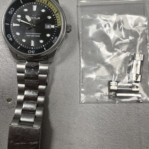 Sector men's watch like new, waterproof, extra strap, 45mm