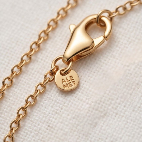 Pandora necklace with irregular circle pendant, pavé stones, 14K gold