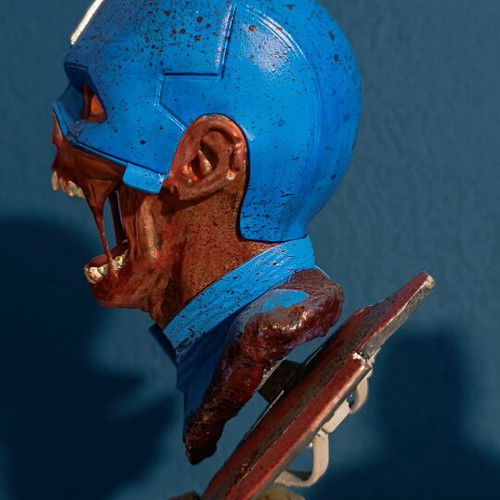 Captain America Zombie Bust handmade resin collectible