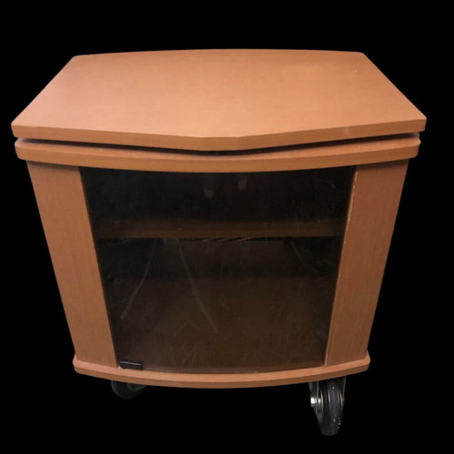 TV stand used with wheels, glass door and shelf