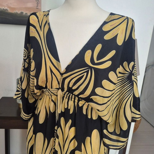 Celestino dress kaftan style black and dark gold like new, onesize