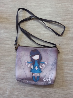 Children's crossbody bag slightly used, gray and blue
