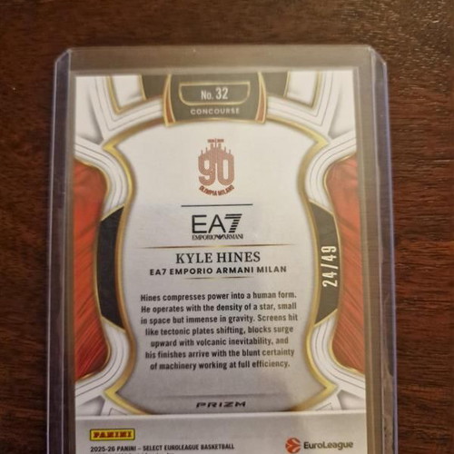 Panini Euroleague Select Armani Milan Hines card new