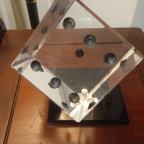 Vintage Lucite dice paperweight sculpture, 1970s–1980s