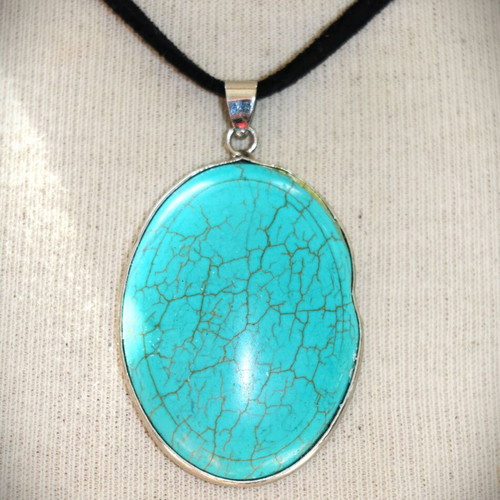 Turquoise Pendant 925 Sterling Silver Navajo Indian New