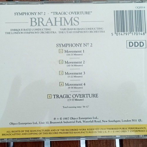 Brahms Symphony No2 music CD like new, classical