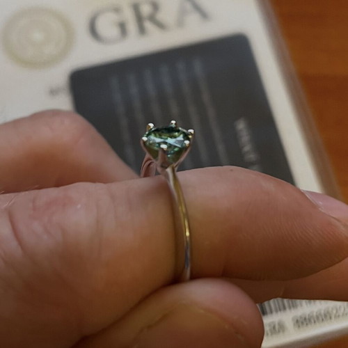 Silver Moissanite Solitaire Ring 1.00 Carat New With Certificate
