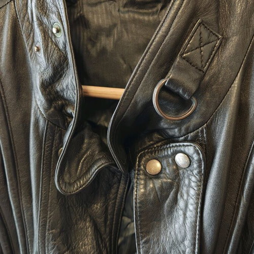 Γυναικείο δερμάτινο μπουφάν vintage 80's medium μεταχειρισμένο, μαύρο