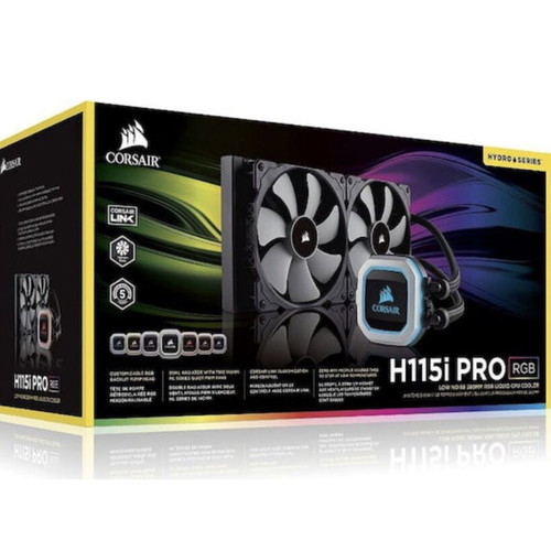 Corsair H115i Pro RGB CPU Liquid Cooler dual 140mm fans like new