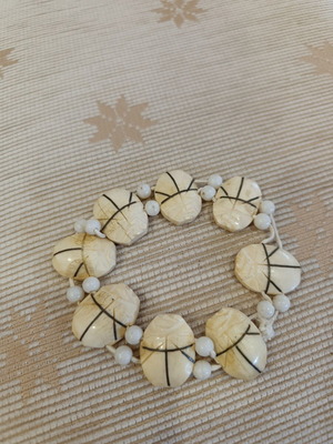 Vintage carved calf bone bracelet, 1970s