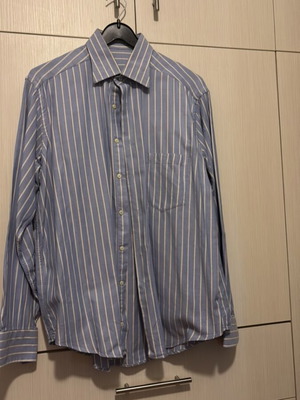 Men's Cotton Shirt size M like new, white and blue