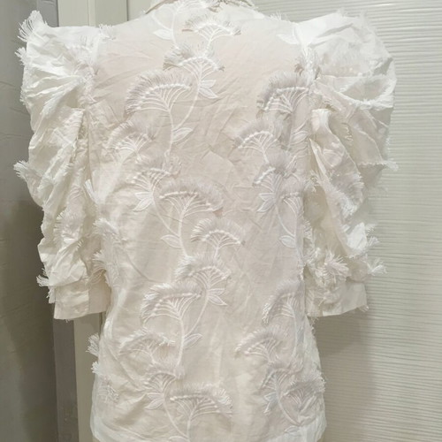 Munthe Temple white blouse with embroidered floral details, like new