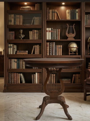 Table with Lyre Design, handmade Greek furniture