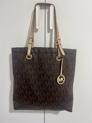 Michael Kors Tote Bag used, brown monogram with beige leather details