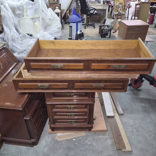Set of 2 bedside tables, buffet and mirror with marble