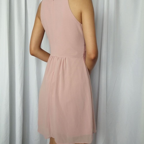 Vila pink elegant short dress with lace belt size S used