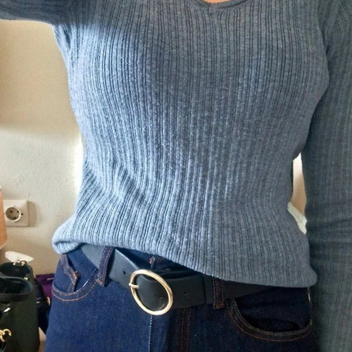 Thin blouse with V neckline like new, gray and turquoise, size M