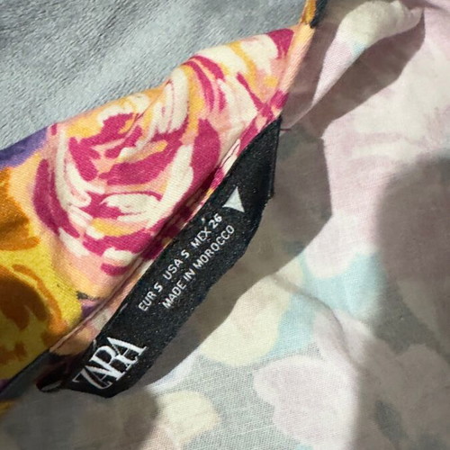Set high-waisted denim skirt and cropped top Zara like new, multicolor
