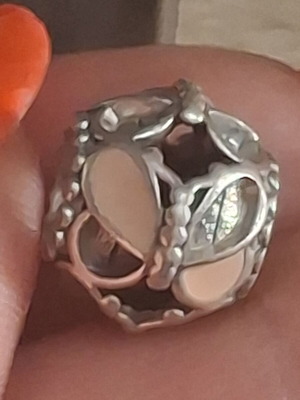 Pandora charm butterflies with pink enamel used, silver color