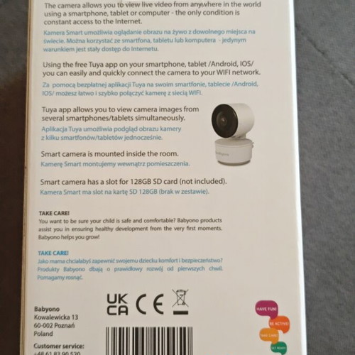 Babyono wireless baby monitor with camera and two-way audio, new
