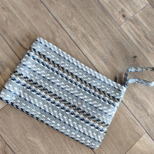 Straw Envelope Bag new, gray and blue