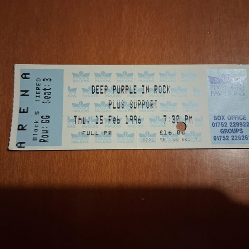 Deep Purple Plymouth Pavilions 1996 ticket used