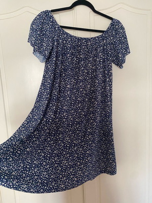 Mango summer dress like new, size L, viscose, white-blue