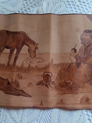 Leather painting used, Gaucho drinking mate from Argentina