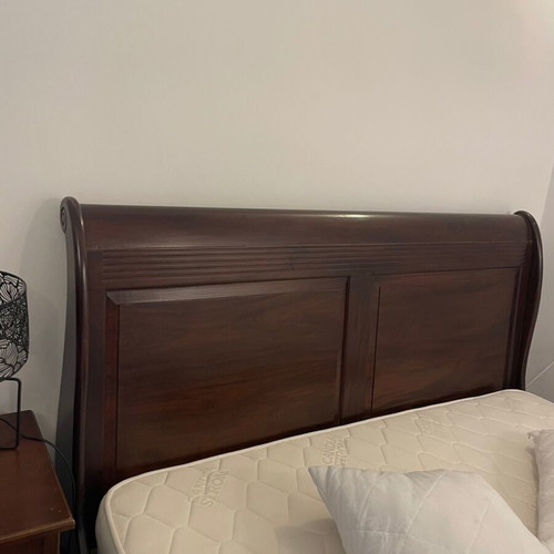 King Size Solid Wood Bed with Mattress and Nightstand like new