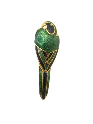 Parrot Brooch with Green Enamel and Gold Details like new