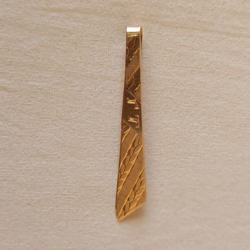 Vintage gold 14k carved tie pin with GT engraving